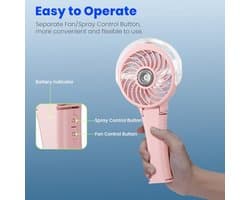 Draagbare ventilator met 2600 mAh batterij en verstuiverfunctie