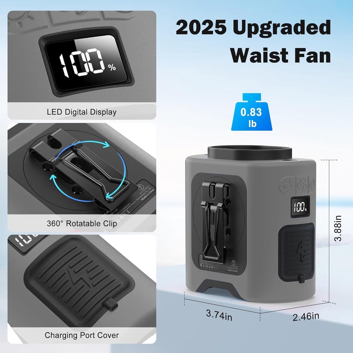 Draagbare 14500mAh Wasit-ventilator - Oplaadbare Clip-on Riemventilator met 67U Koeling en 5 Windsnelheden — afbeelding 1