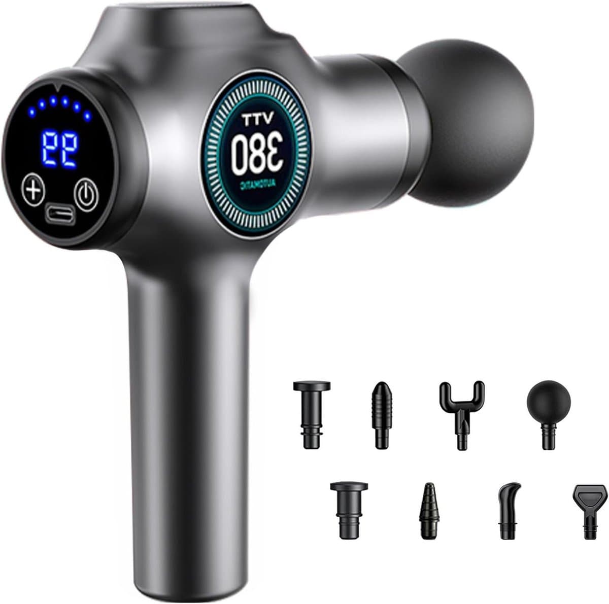 Massagepistool - Spierherstel Apparaat - Spierontspanning - 99 Snelheden 9 Koppen - 800g Gewicht - Zwart — afbeelding 1