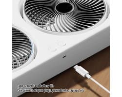 Draagbare Ventilator - Bureau Ventilator - Persoonlijke Koeling - Dubbele Roterende Koppen - 415 cm Lengte - Wit