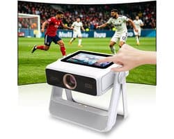 SnelShoppen - Smart Beamer 4K Ondersteund, Full HD 1080P Projector met Touchscreen, Dual Display Thuisbioscoop Beamer, 1200 ANSI, Autofocus, WiFi 6 Bl