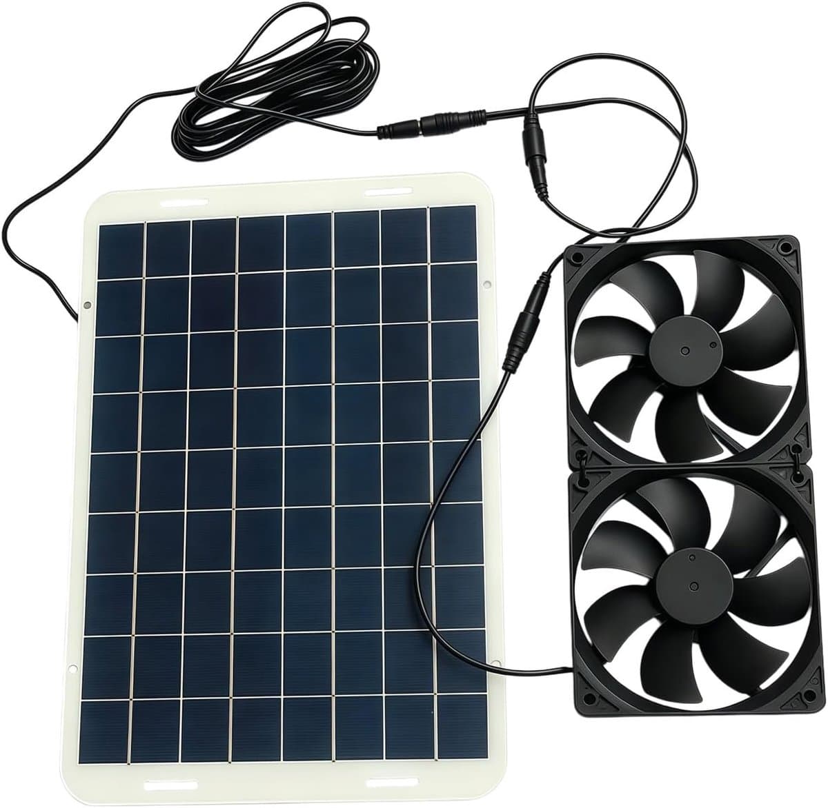 Zonneventilator - Zonnepaneel Ventilator - Buitenkoeling - Dubbele Kogellagers - 15W Paneel - Zwart — afbeelding 1