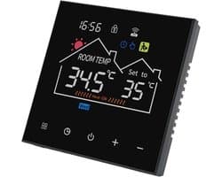 Slimme Thermostaat - Verwarming Thermostaat - Energie Besparen - Afstandsbediening via Smartphone - 10 x 10 x 6 cm - Zwart