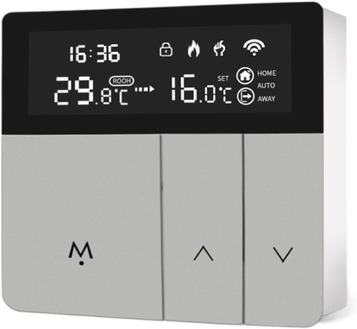 Slimme Thermostaat - Temperatuurregelaar App - Energie Besparen - Wekelijks Programmeerbaar - 16A Elektrische Verwarming - Zilver — afbeelding 1