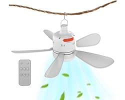 Tent Plafondventilator - Camping Ventilator Buiten - Buiten Koelen - Met Afstandsbediening - 154 Pond - Wit