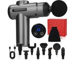Massagepistool - Spierontspanning - Herstel na sport - 8 koppen 99 snelheden - 13 mm diep - Grijs