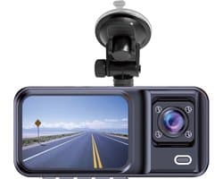 SnelShoppen - Dual Dashcam 120° Kijkhoek met Voor- en Interieurcamera, G-Sensor, Automatische Opname, Draagbare Camera voor Auto, 5V Voeding, Originee