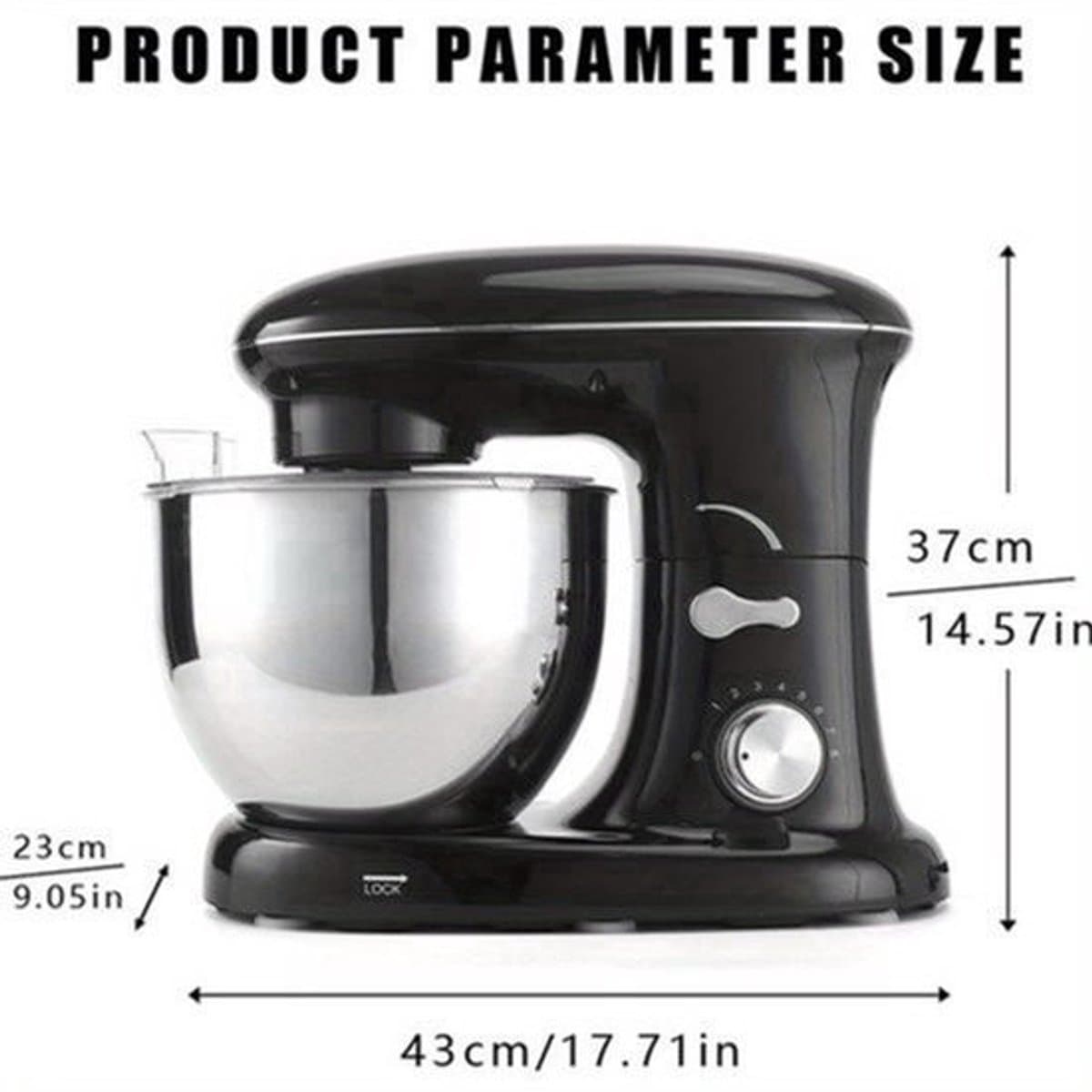 Keukenmixer – Mengmachine – Bakmixer – Deegkneder – Standmixer – 1400W Krachtige Motor – 4,5 Liter RVS Mengkom – Zwart — afbeelding 1