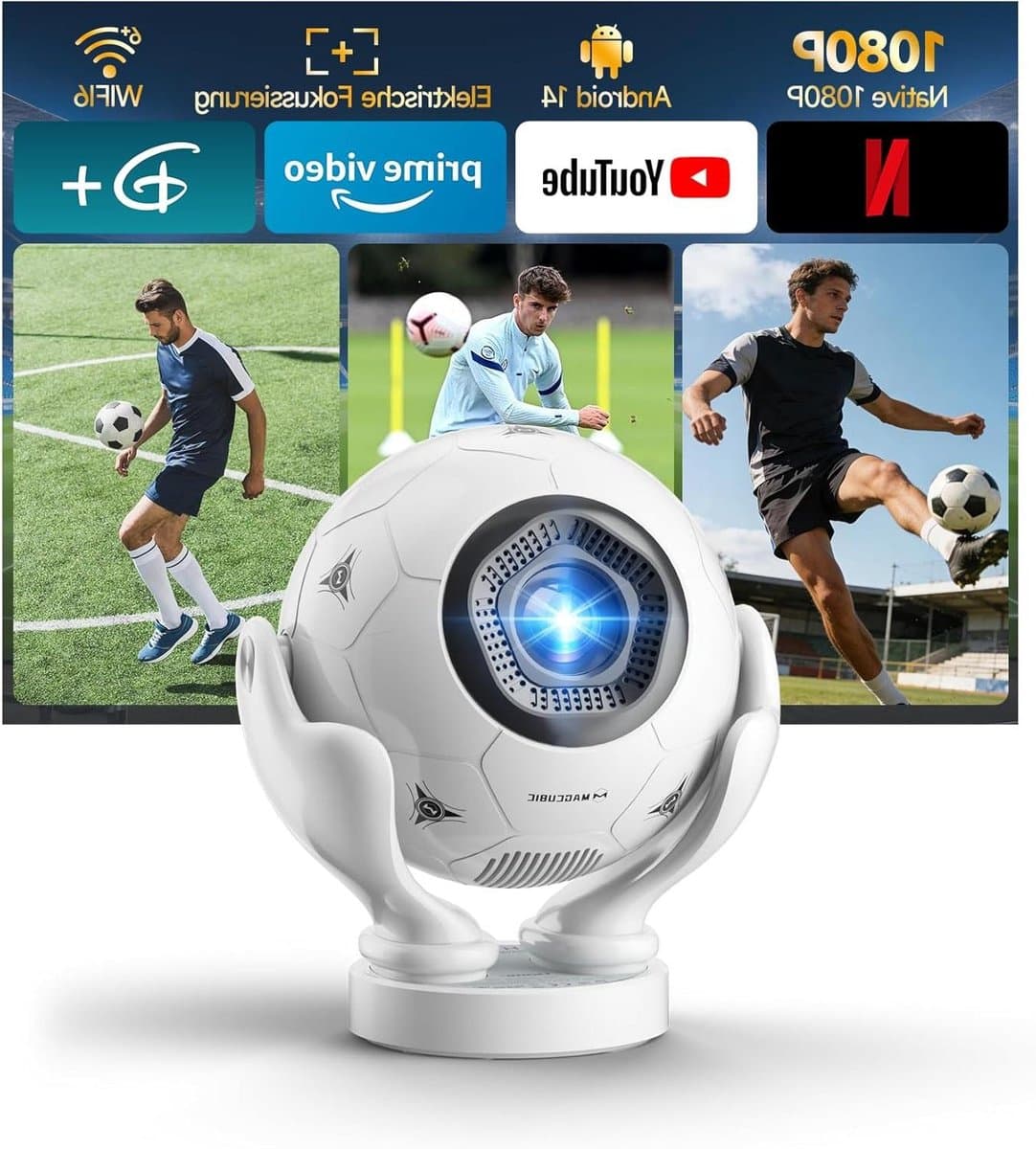 Mini Beamer - Draagbare Projector - Thuisbioscoop Creëren - Automatische Trapeziumcorrectie - 1080p 4K - Wit — afbeelding 1