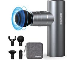 Auronic Massage Gun voor Spierherstel en Ontspanning - Incl. Koffer en 4 Opzetstukken - Professioneel Massage Pistool - Mini Massage Gun - Massage Apparaat voor Rug, Nek en Schouders - Fitness - Grijs