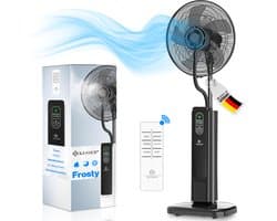 KESSER® Statiefventilator Frosty met Water Ultrasone Verneveling Koeling - Staande Ventilator inclusief Afstandsbediening en Timerfunctie - Zwart