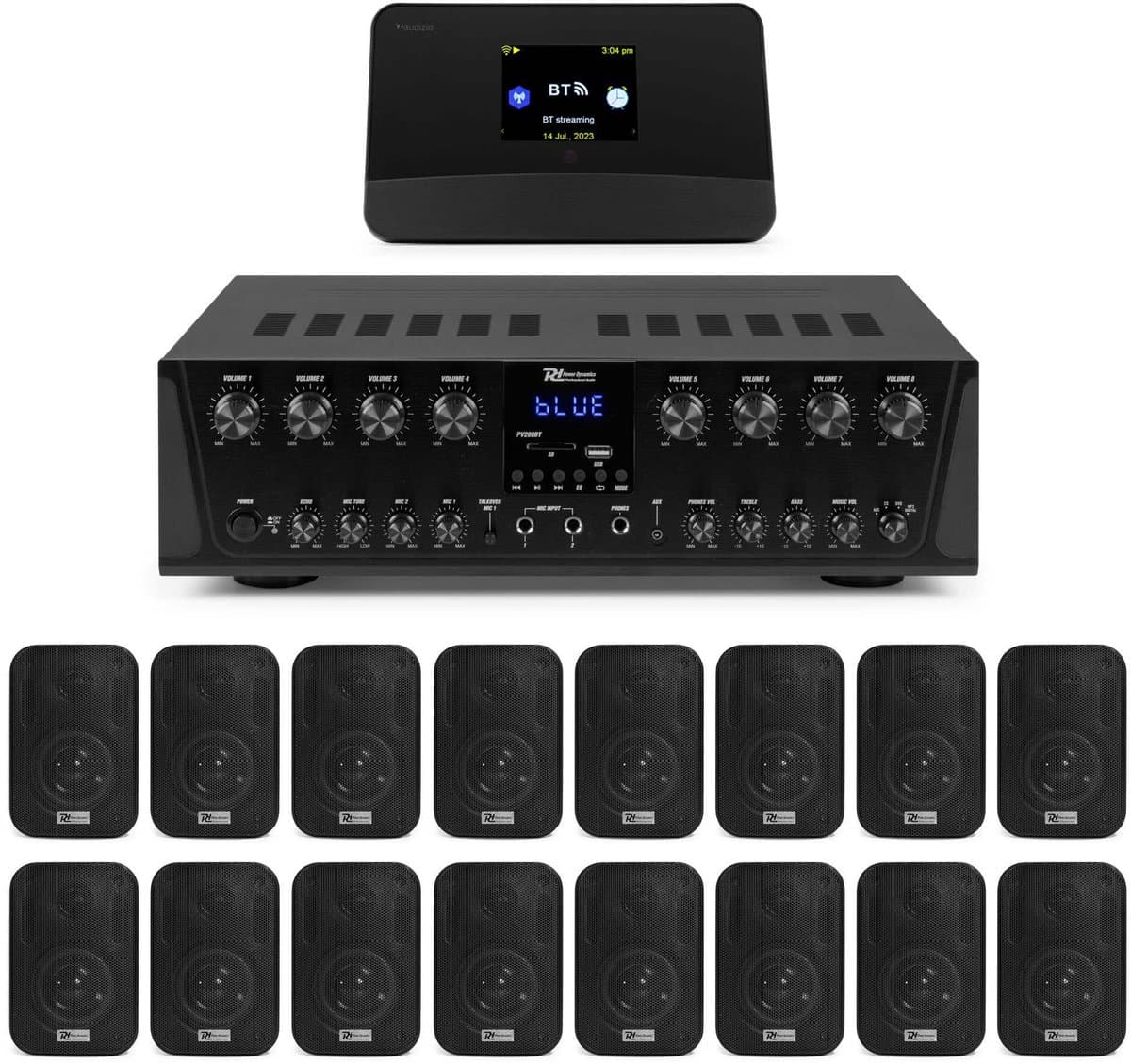 Power Dynamics multiroom geluidsinstallatie - Met 8-zone versterker, 16 speakers en DAB tuner — afbeelding 1