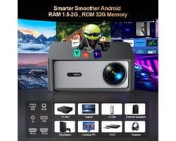 Beamer Android Versie - 200 W Vermogen - 1920 x 1080 Resolutie - LCD - Wit - Voor Thuis En Zakelijk