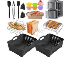 Siliconen airfryeraccessoireset met liners, handschoenen, grillrekken en muffinvormpjes