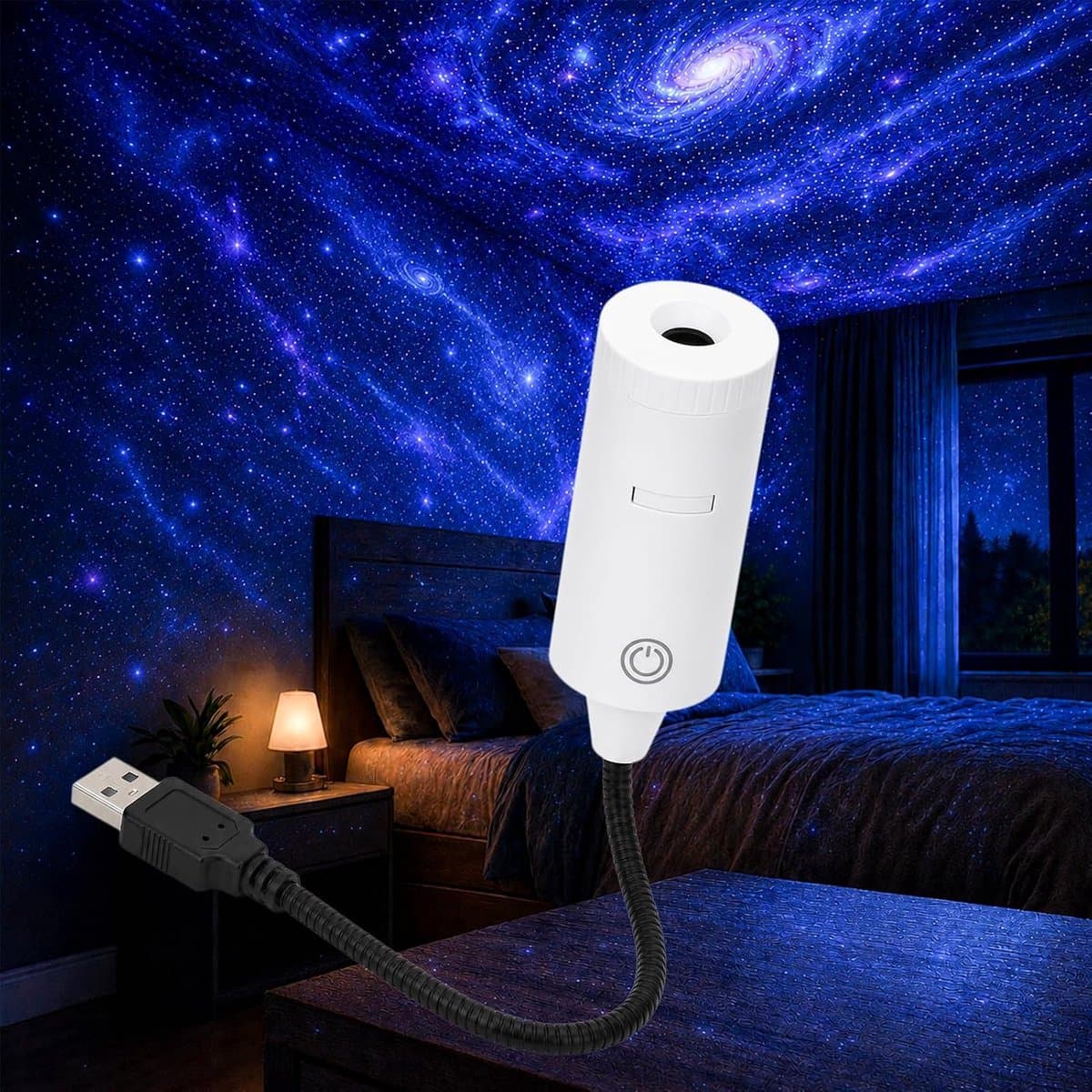 USB-melkwegprojector met twee sterrenhemel projectiekaarten — afbeelding 1