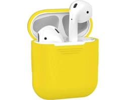 Hoesje - Geschikt voor Apple Airpods 2 - Siliconen Hoes met Clip - Silicone Case Cover - Geel