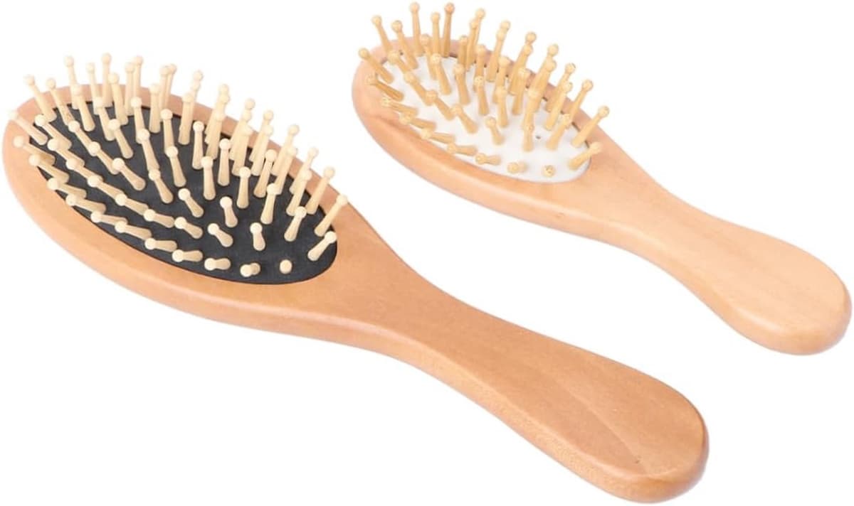 2 Stuks Massagekam Hoofdhuidborstel Haarborstel Houten Spikes Voor Comfortabel Thuisgebruik Willekeurige Kleur — afbeelding 1