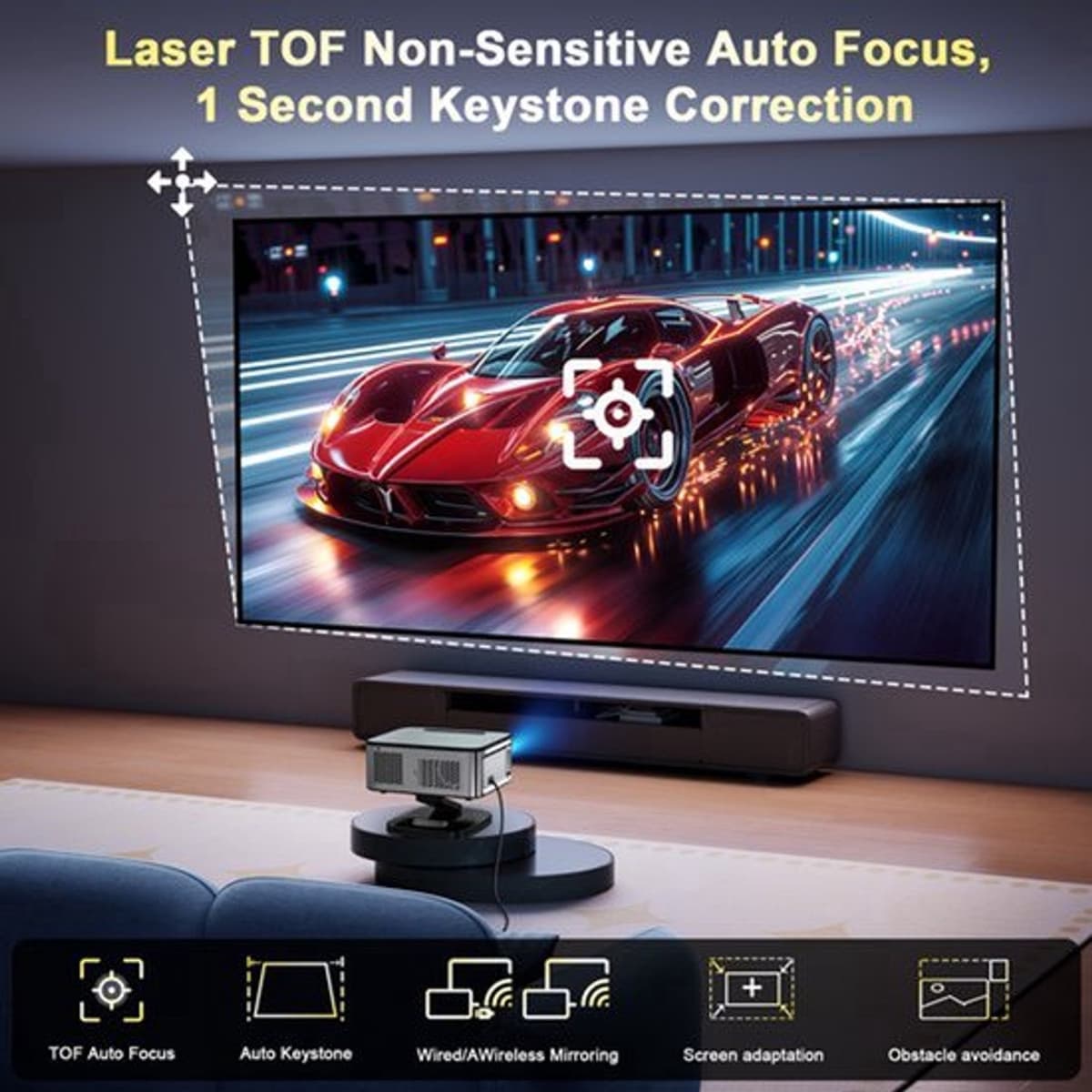 Beamer T10PRO Bracket - 3000 ANSI Lumen - 1920 x 1080 Resolutie - LED - Voor Thuis En Filmprojectie — afbeelding 1