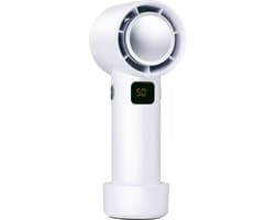 Lifetime Air Draadloze Bladloze Ventilator - USB Ventilator met Oplaadbare Accu - Handventilator 4 Snelheden - Compacte Draagbare Ventilator met Display - Wit