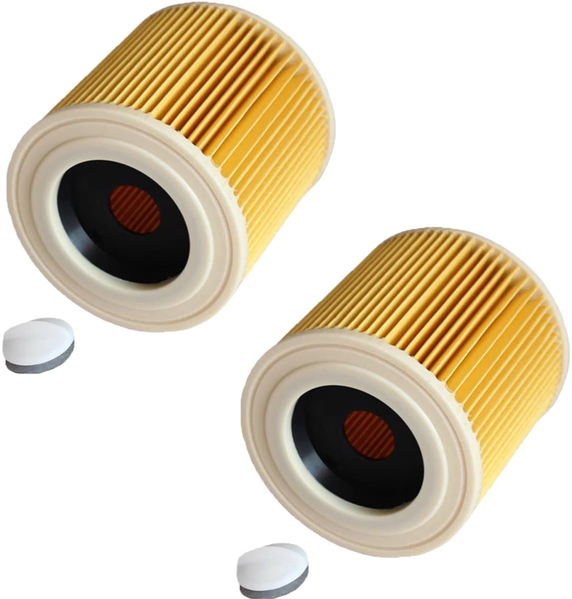 2 stuks Patroon filters - stofzuiger HEPA-filter katoen - Stofzuigerfilter - Vervangende onderdelen - Filteronderdelen - Filtercompatibele filters - Geschikt voor Karcher WD3, NT18, 20, 38, 1HEPA-filter WD2, MV2, 3 stofzuigers - Geel — afbeelding 1
