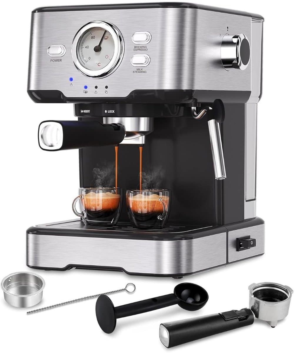 Espressomachine - Koffiezetapparaat - Koffiemachines - Zilver met Zwart — afbeelding 1