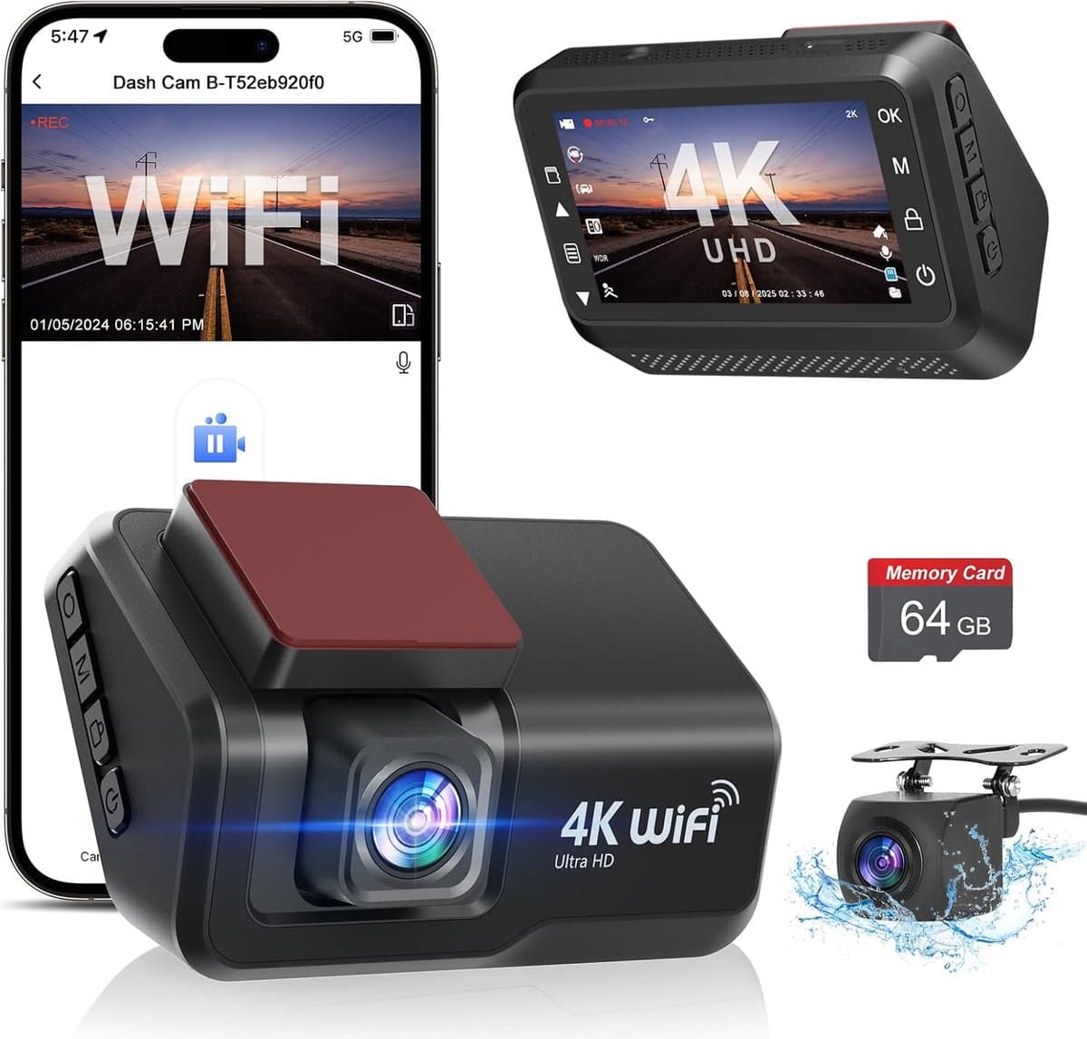 Dashcam voor Auto - Dual - Camerabewaking - Full HD - Zwart — afbeelding 1