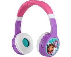 Gabby's Poppenhuis - draadloze kinderkoptelefoon - met volumebegrenzing - lange speeltijd - met extra audiokabel - bluetooth