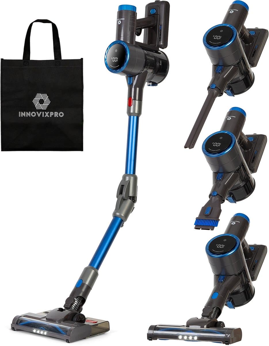 Innovixpro® Steelstofzuiger Draadloos - Krachtige 30KPa Steelstofzuiger met Dweilfunctie - Zonder Zak - Op Accu - Incl. Extra Opzetstukken & Opbergtas - HEPA Filter - Steelstofzuigers - Handstofzuiger - Multifunctionele Steelstofzuiger — afbeelding 1