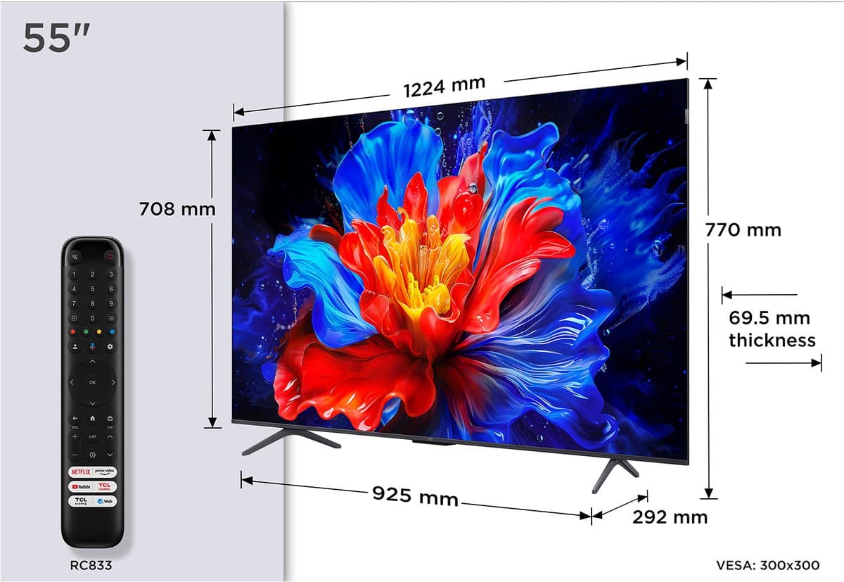 TCL 55P8K - QLED Smart TV - 55 inch - 4K Ultra HD - AiPQ Pro - Google TV — afbeelding 1