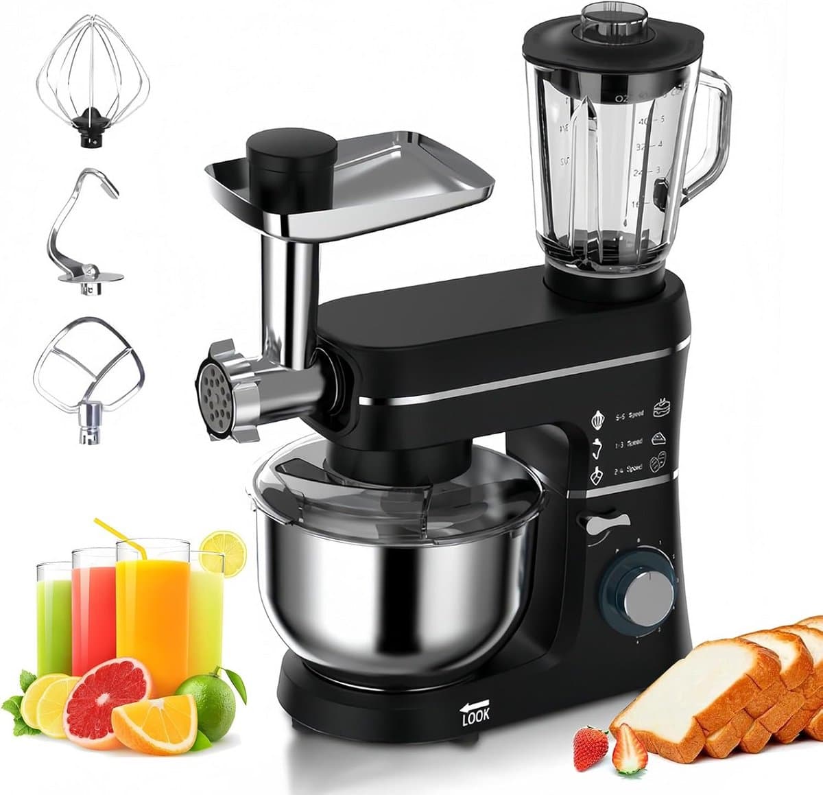 Krachtige 5-in-1 Keukenmachine 10L Met Accessoires: Kneedmachine, Mixer, Vleesmolen — afbeelding 1