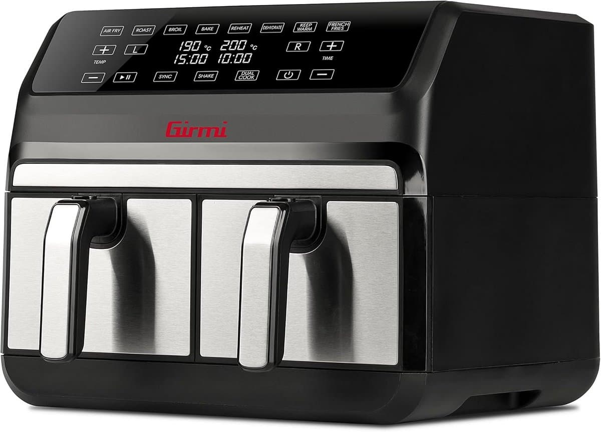 Dubbele Airfryer XL met 2 Zones - 8 Liter - Digitaal - 1700W - Zwart/Zilver — afbeelding 1