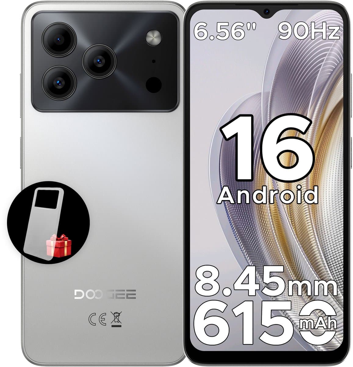 DOOGEE Note 56 - Smartphone - Smartphones - 24G RAM + 64G ROM (2TB/TF) - Android 16- 6150mAh - 6,56 inch + 90Hz - 4G Dual SIM - Face ID - GPS - 3,5mm Koptelefoonaansluiting - Natuurlijk — afbeelding 1