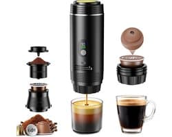 Mini Koffiezetapparaat - Draagbare Espresso - Koffie Maken - Accu Aangedreven - 80 ml Watertank - Zwart