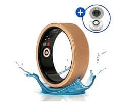 SyncGear Smart Ring - Slimme Ring voor Dames Inclusief Oplaadcase – Stappenteller - Activity Tracker - SpO2 - Zonder Abonnementskosten - IP68 Waterdicht - Nederlandse App - Maat 8 (Europese Maat 57) - Kleur: Rose Goud