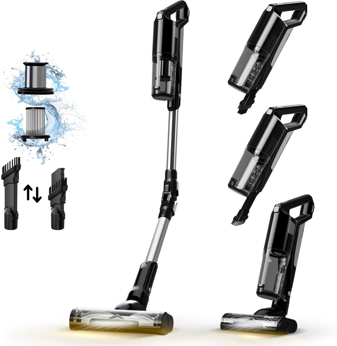 TurboTronic CV11 Steelstofzuiger met flexibele Arm en Handstofzuiger Draadloos - Zwart — afbeelding 1
