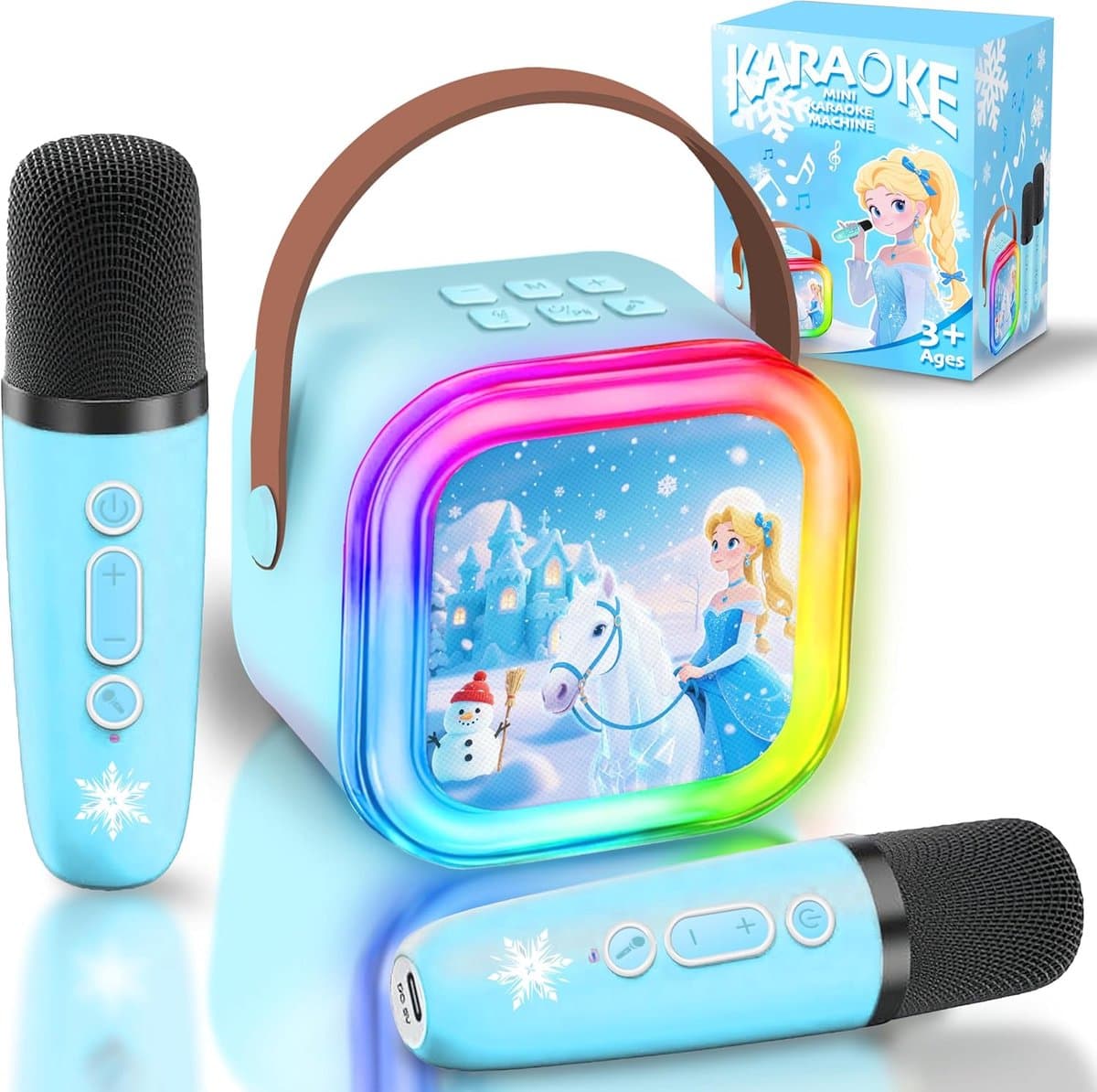 Kinderkaraoke, Frozen Microfoon Speelgoed voor Meisjes, Karaoke met 2 Draadloze Microfoons, Ideaal Cadeau voor Meisjes van 3 t/m 9 Jaar — afbeelding 1