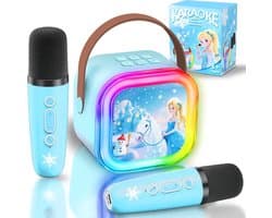 Kinderkaraoke, Frozen Microfoon Speelgoed voor Meisjes, Karaoke met 2 Draadloze Microfoons, Ideaal Cadeau voor Meisjes van 3 t/m 9 Jaar
