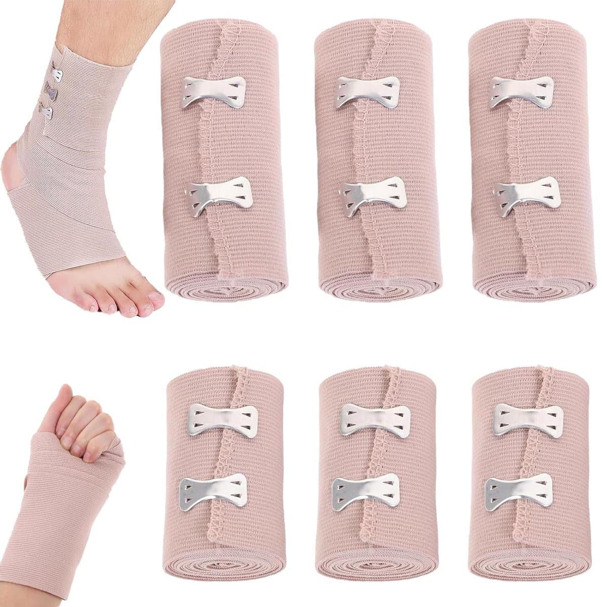 Ronte - Elastische band met metalen clips voor knieën en polsen - Set van 6 rollen - 2 maten beschikbaar - Ideaal voor genezing en ondersteuning — afbeelding 1