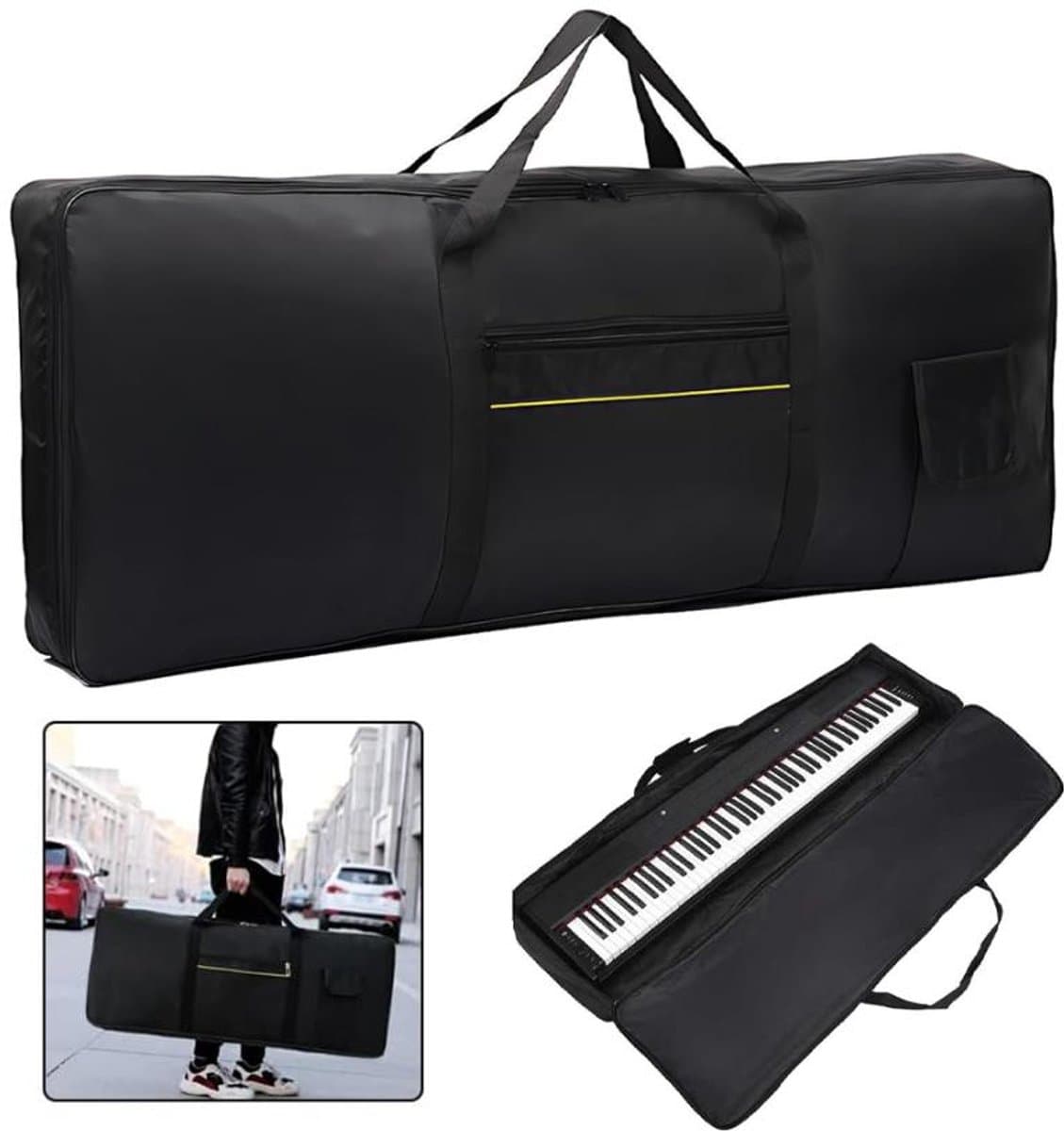 Keyboardtas - Toetsenbord Gig Bag - 76 Toetsen Instrument Keyboard Bag - 420D Oxford - Universele Keyboard Tas - Toetsenbord tassen Case - Perfect voor Het Vervoer Van Toetsenborden, Muziekaccessoires en Meer - Zwart — afbeelding 1