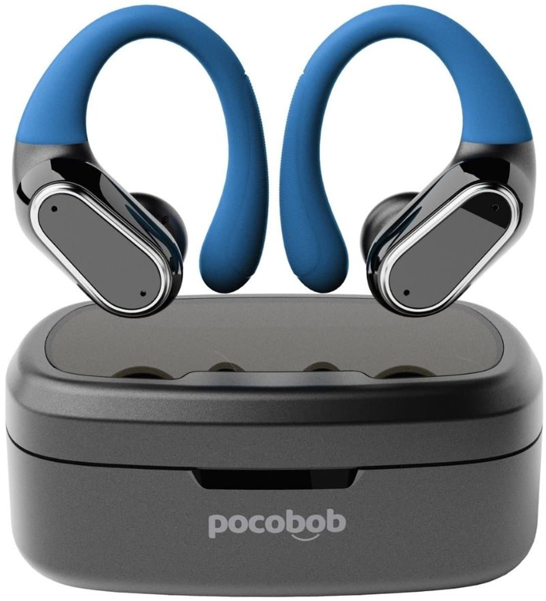 pocobob SP - draadloze sport oordopjes - Zwart - hardloop oortjes met oorboog achter oor -bluetooth oordopjes hardlopen — afbeelding 1