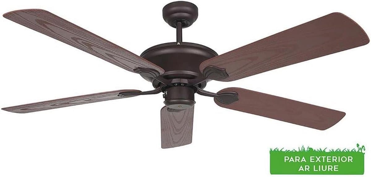 Plafondventilator voor buiten, 132 cm, 5 bladen, 60 W, 3 snelheden, zwart — afbeelding 1