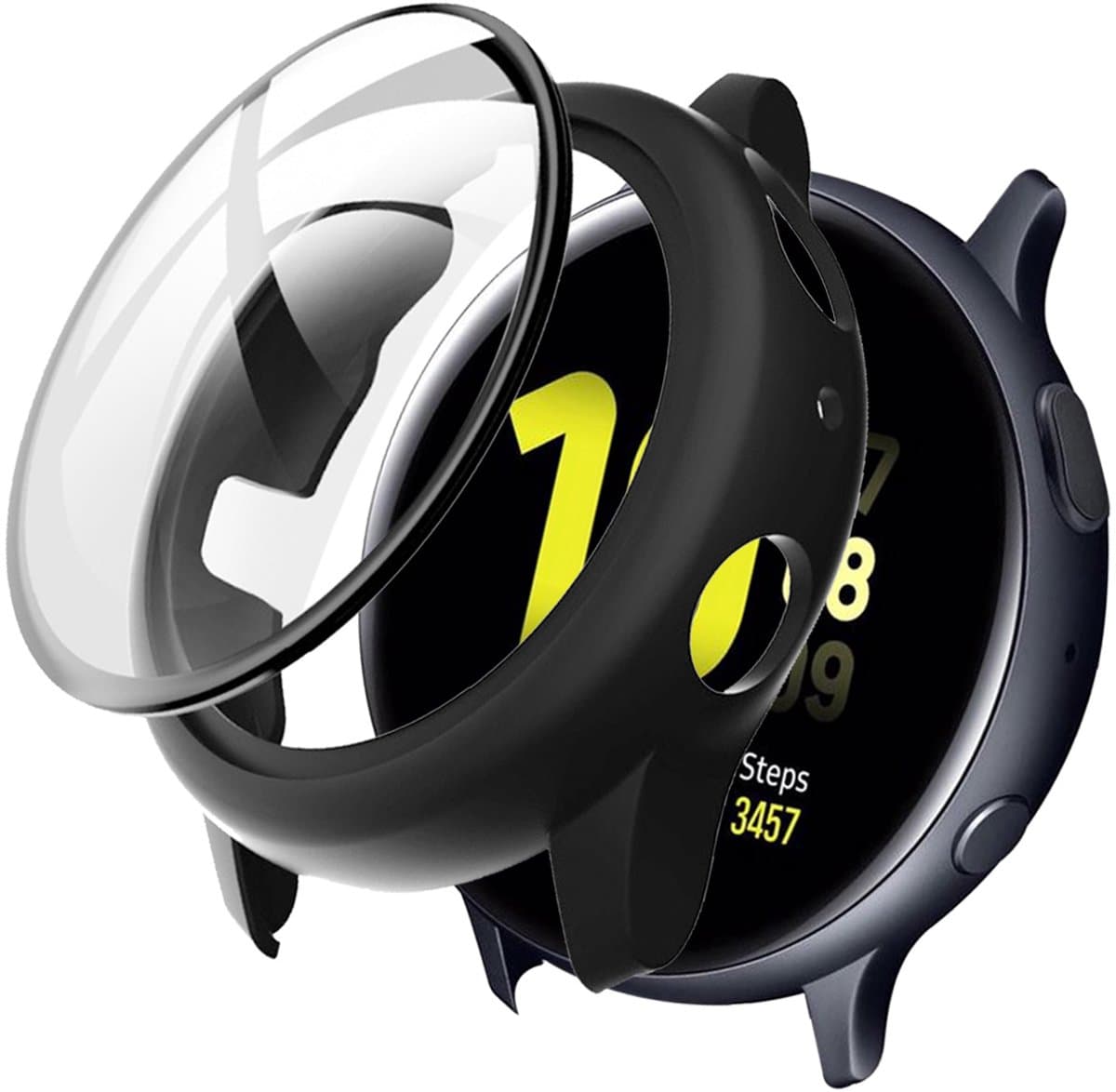 Screen protector - Geschikt voor Samsung Galaxy Watch Active2 - 44 mm - Full Cover Hard Case / Beschermend Hoesje - Zwart — afbeelding 1