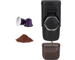 Draagbare Espressomachine - Handmatig (Zonder Stroom) - 15 Bar - 2-in-1 voor Capsules & Gemalen Koffie - 100ml - Reis Koffiezetapparaat - Zwart