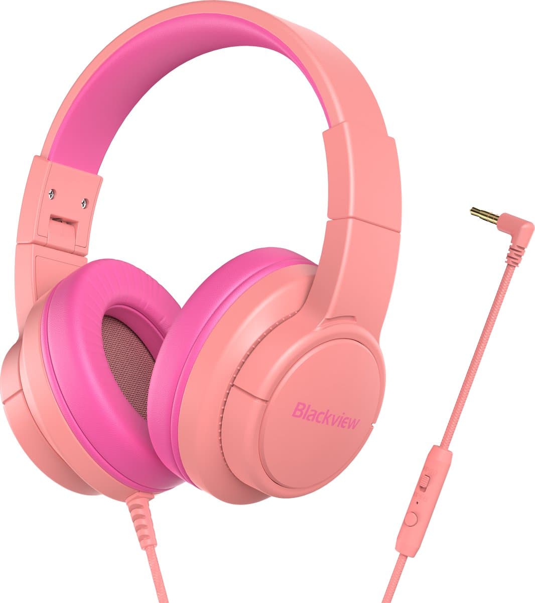 Blackview FitBuds K1 Over-ear hoofdtelefoon - On Ear bedrade opvouwbare hoofdtelefoon voor kinderen - beperkt volume, 3,5 mm- en USB-C-kabel meegeleverd - Roze — afbeelding 1