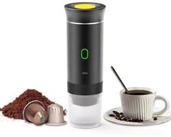 Draadloze Draagbare Espresso Machine - 3-in-1 Oplaadbare Koffiemaker voor Capsules en Poeder - 7500mAh - Geschikt voor Reis, Camping, Auto en Kantoor - Zwart