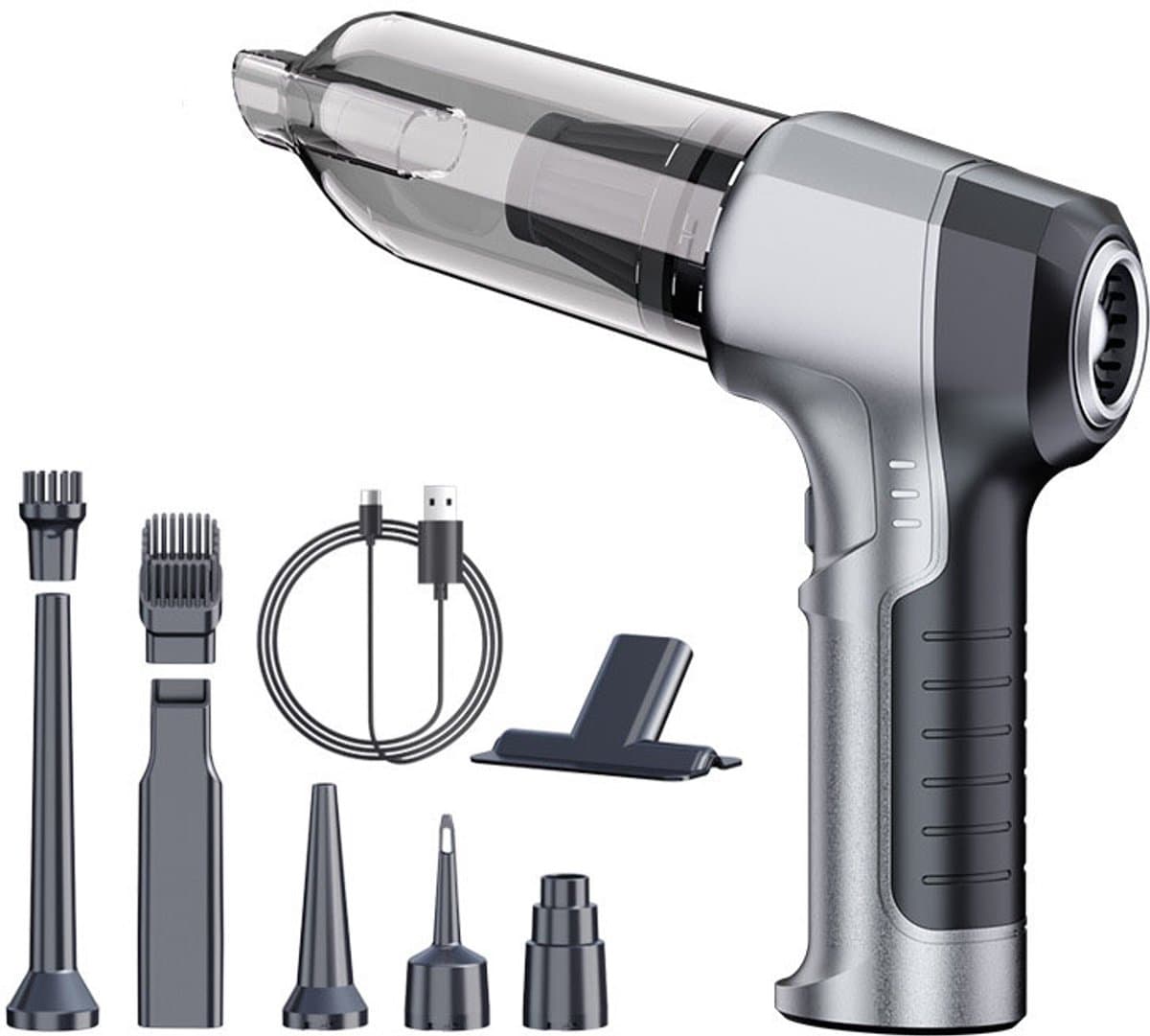 Sander Shop Mini stofzuiger Handstofzuiger, accu, 4-in-1, sterke autostofzuiger, 15000 Pa, 3 versnellingen, 80.000 omw/min, handstofzuiger, draadloos, elektrische stofventilator, perslucht voor auto, keuken, pc, bank — afbeelding 1