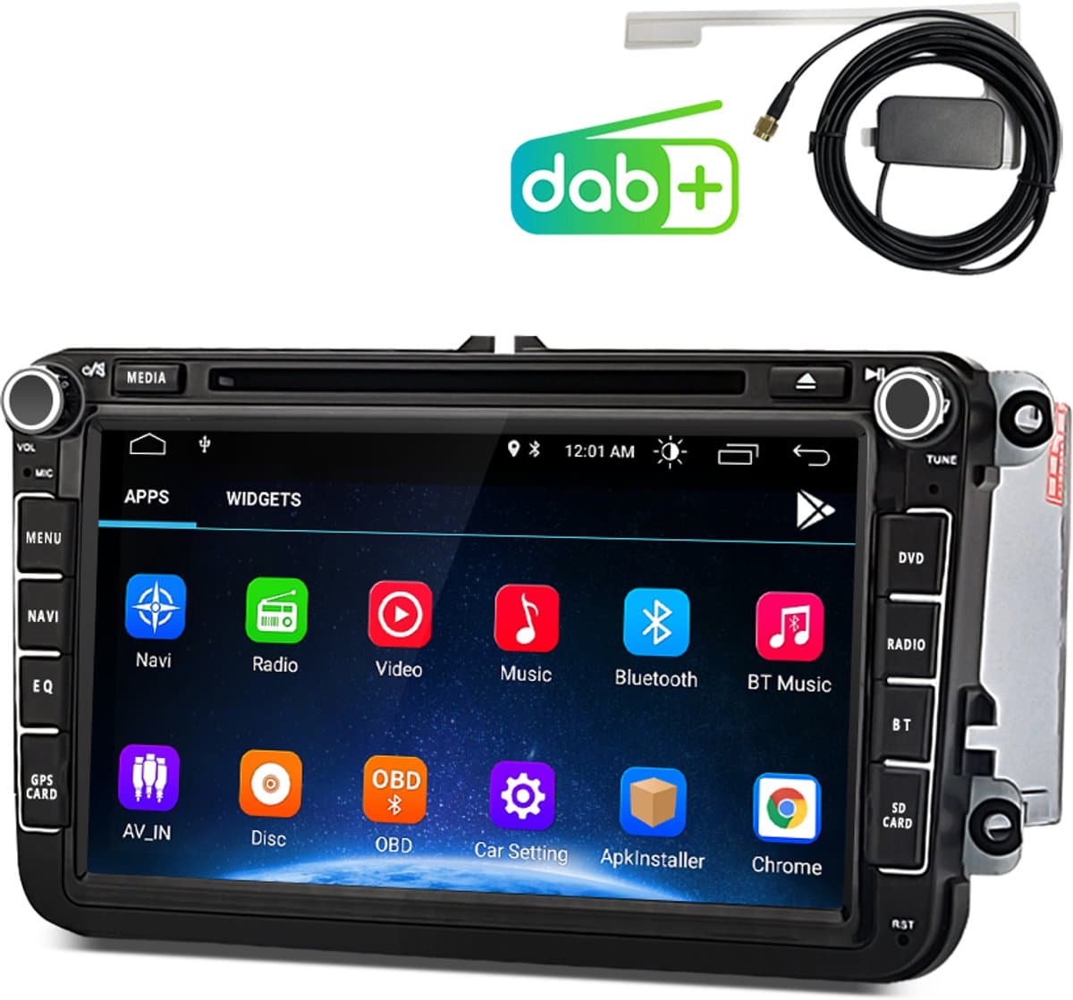 JUNSUN Andriod Autoradio Met CD DVD DAB+ Geschikt voor VW Golgf 5 6 Plus/Tiguan/Touran/Caddy/Jetta/Polo/EOS Passat - GPS-navigatiesysteem - Bluetooth - WIFI - Stuurwielbediening - USB - 8 inch IPS-scherm - 2DIN Plug & Play — afbeelding 1