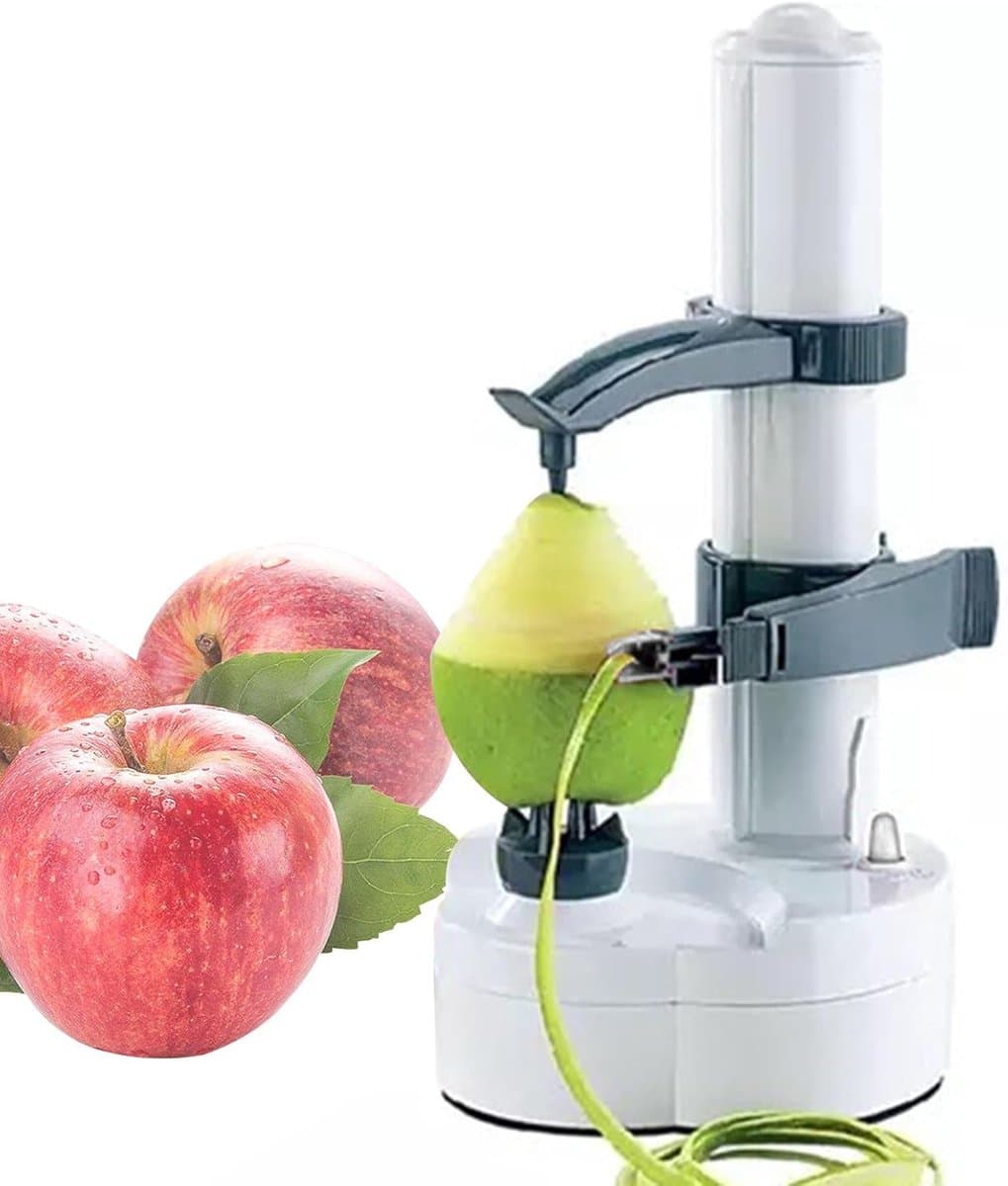Elektrische Schilmachine - Groente Fruit Schillen - Snelle Keuken Hulp - Automatische Balans - 29x14 cm - Wit Zwart — afbeelding 1