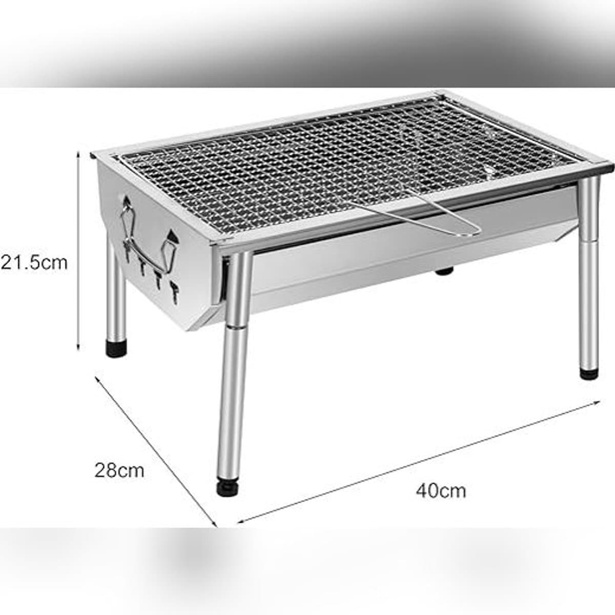 Picknick Barbecue RVS – Draagbare Houtskool Grill 40×28 cm – Camping BBQ met Uitneembaar Rooster en Ventilatiesysteem — afbeelding 1
