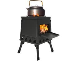 Linkforu - Inklapbare Campinghoutkachel – Buitenhaard - Houtkachel – BBQ – Verstelbaar in Hoogte 36-56 cm – Breedte 55 cm
